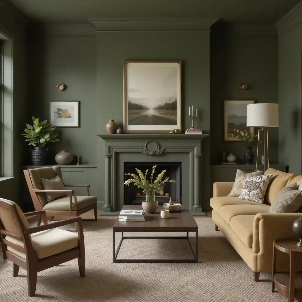 Muted Olive Green Walls