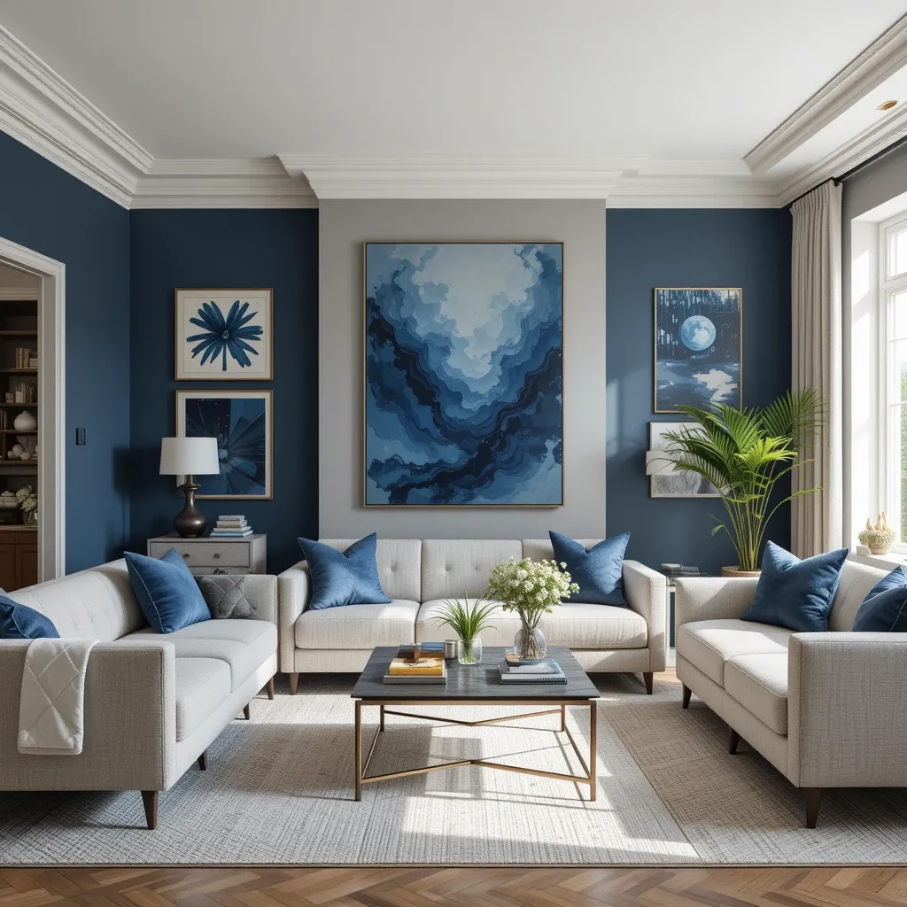 Navy Blue Art on the Walls