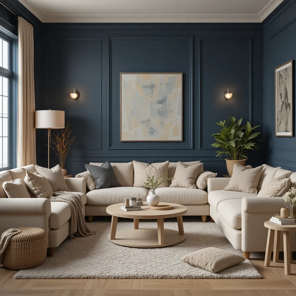 Navy Blue and Beige for a Soft, Cozy Feel