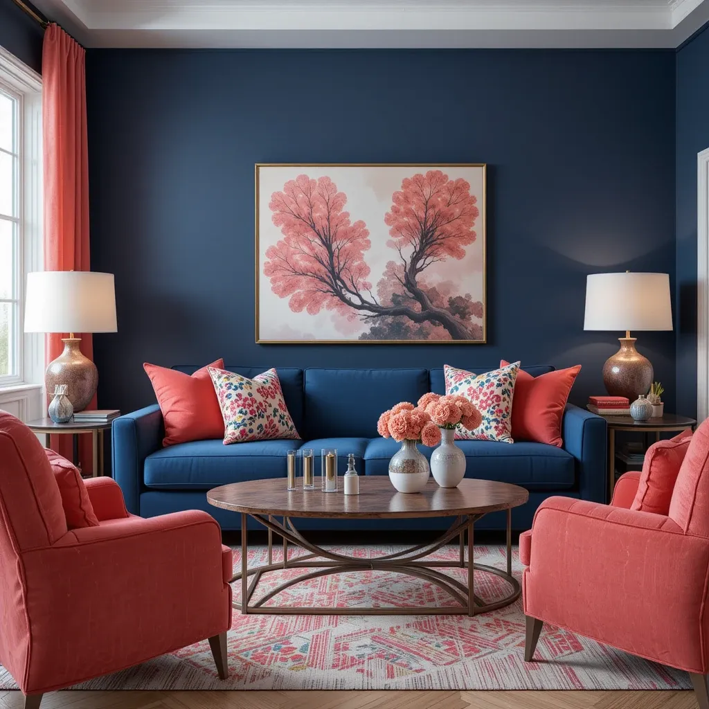 Navy Blue and Coral Color Scheme