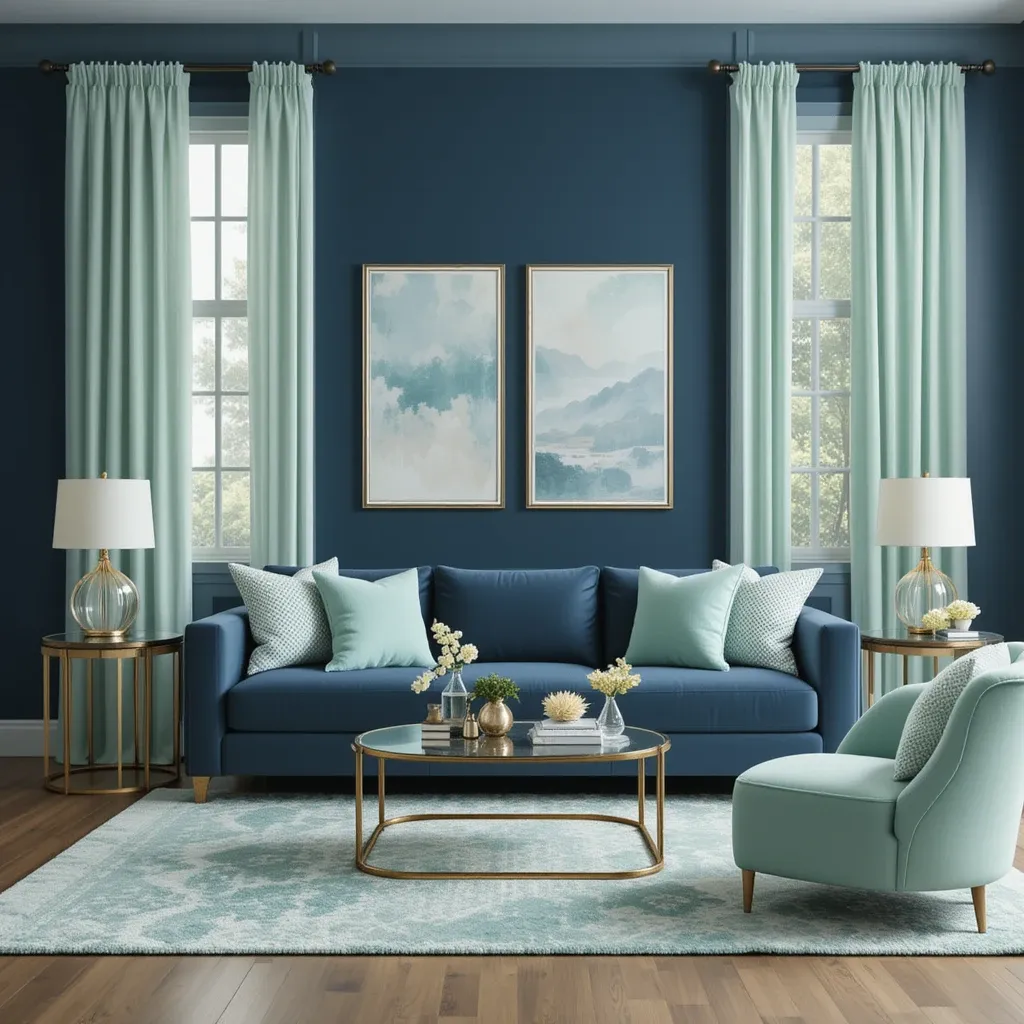 Navy Blue and Mint Green