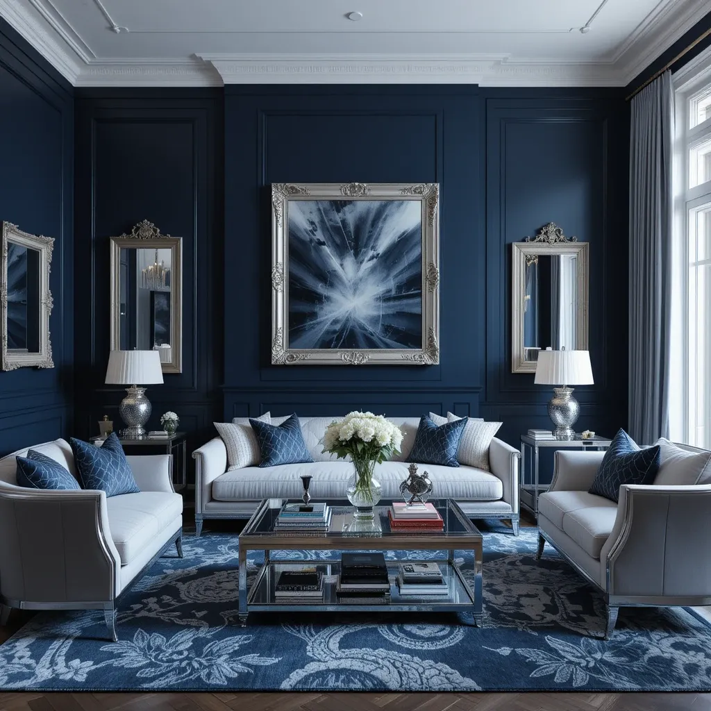 Navy Blue and Silver Decor
