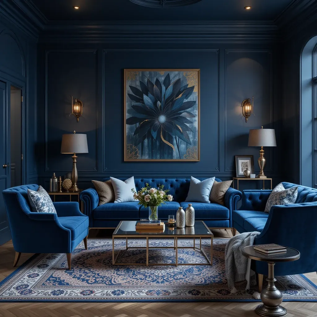 Navy Blue with Metallic Accents