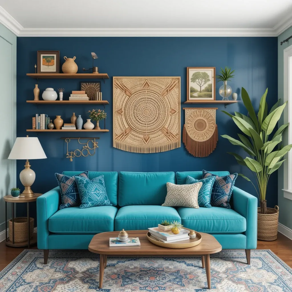 Navy and Sage Painted Accent Wall