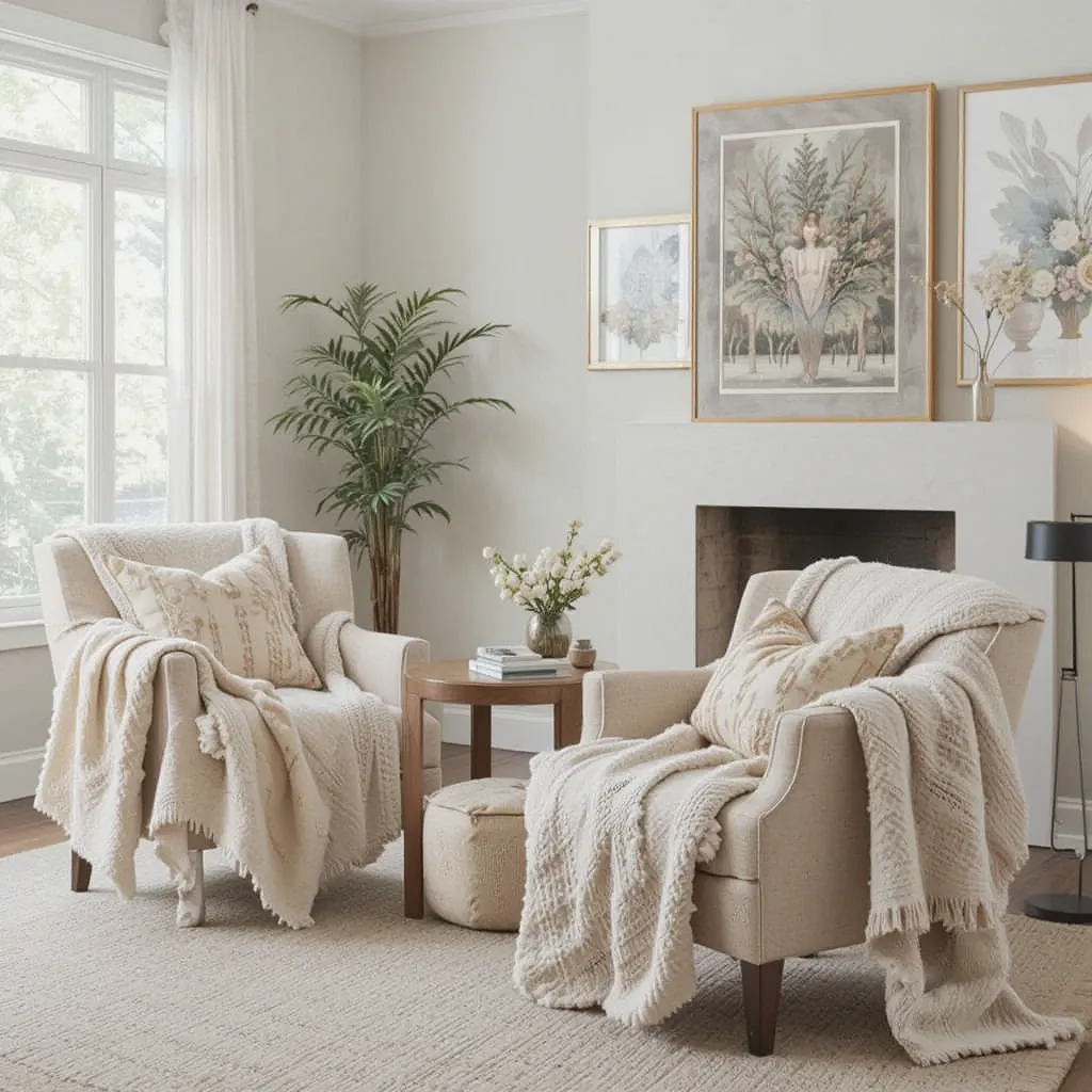 Neutral Beige and Grey Throw Blankets