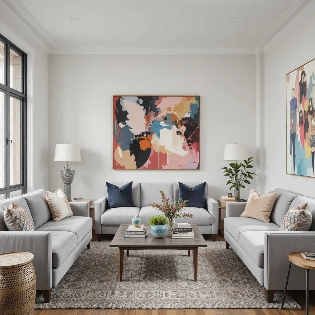 Neutral Upholstery with Bold Art