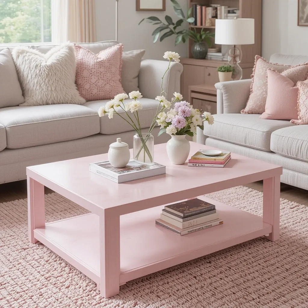 Pink and White Coffee Table