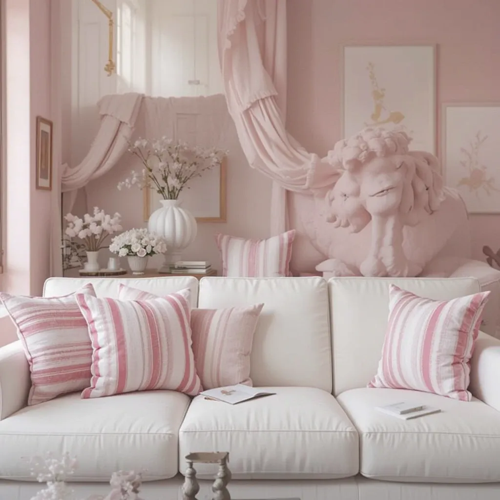 Pink and White Striped Cushions