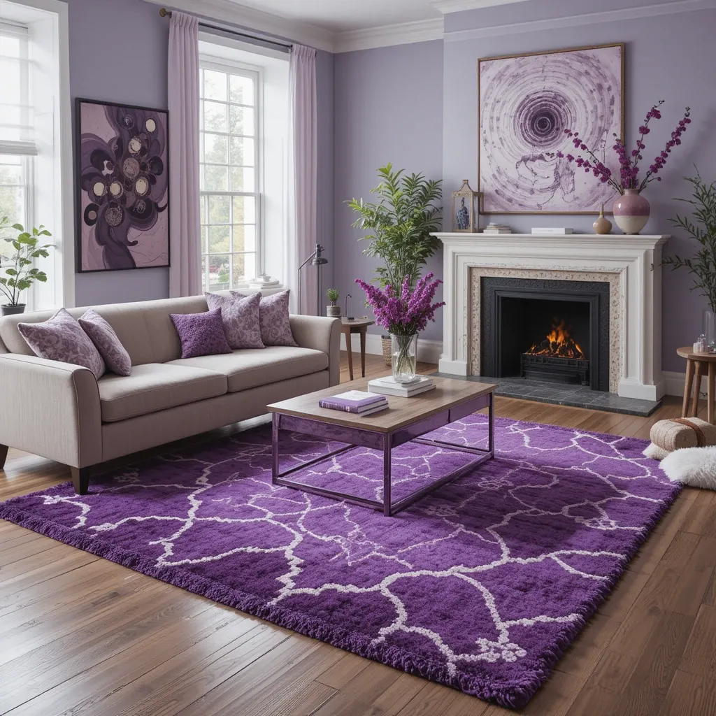 Purple Area Rugs to Anchor the Room