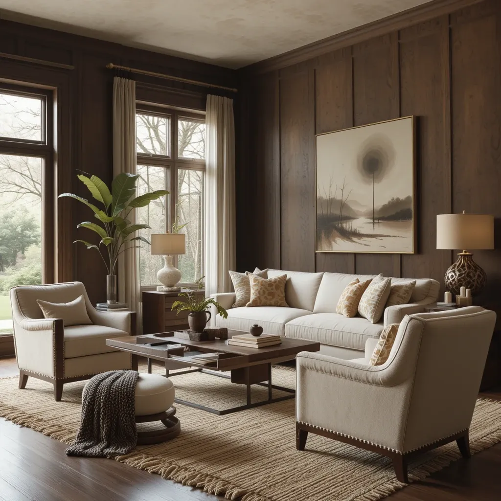 Rich Brown Walls with Neutral Furniture