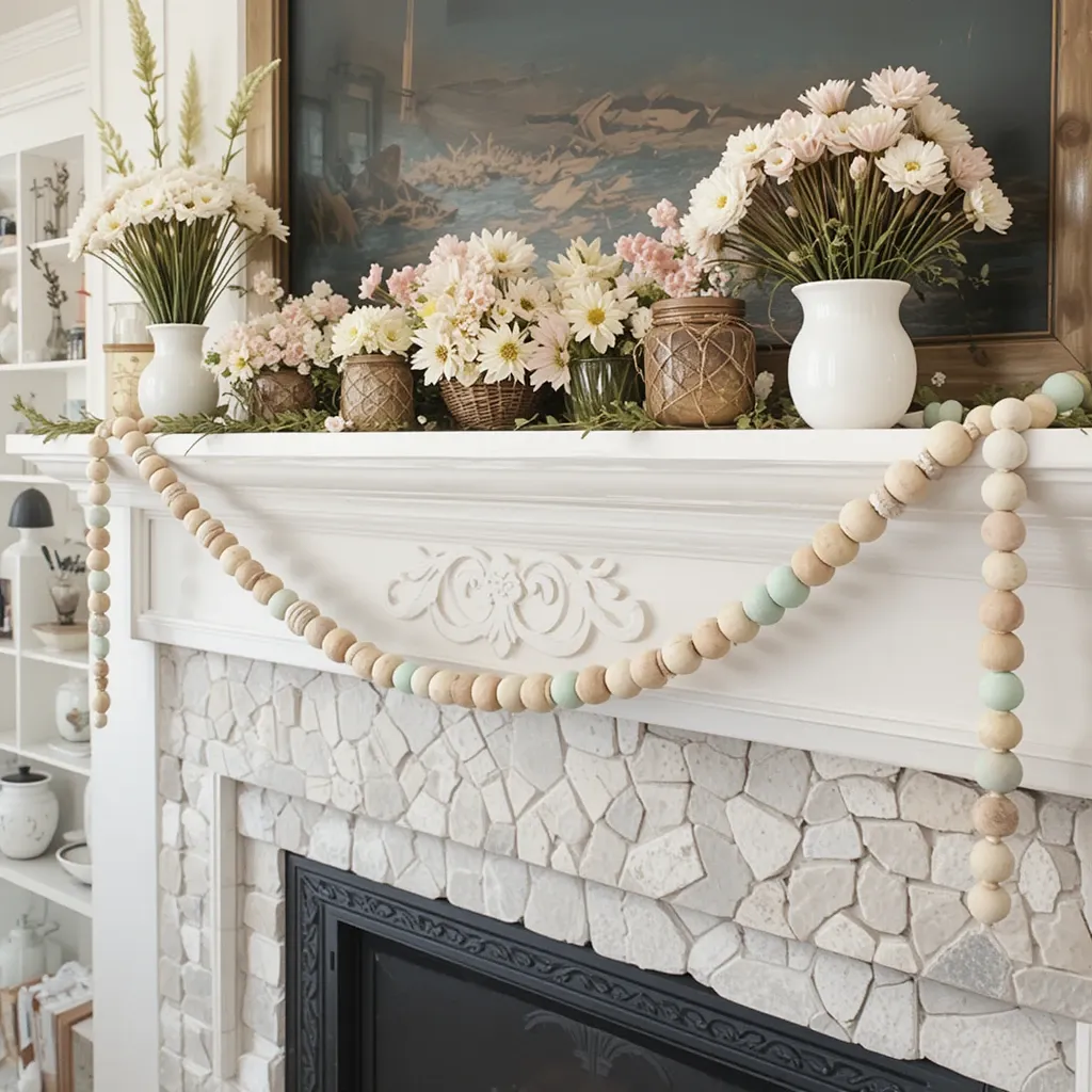Rustic Wooden Bead Garland