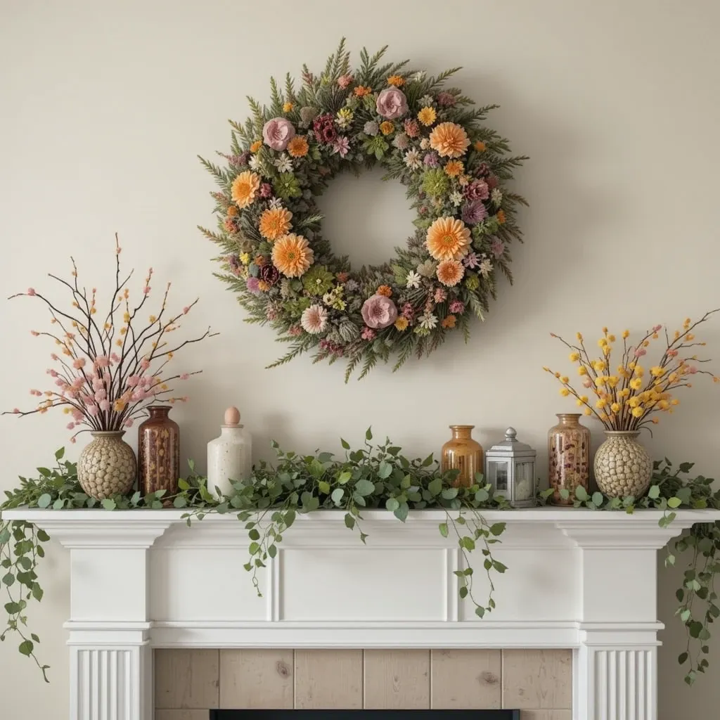 Seasonal Wreath Above the Mantel