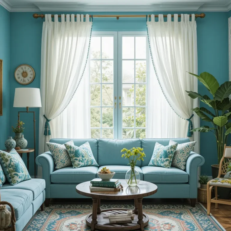 Sheer White Curtains with Beaded Tiebacks