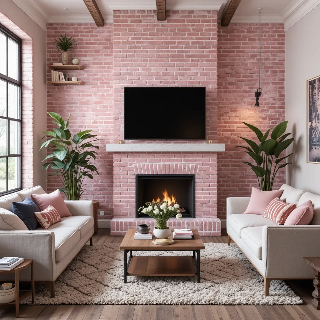 Soft Pink Brick Walls