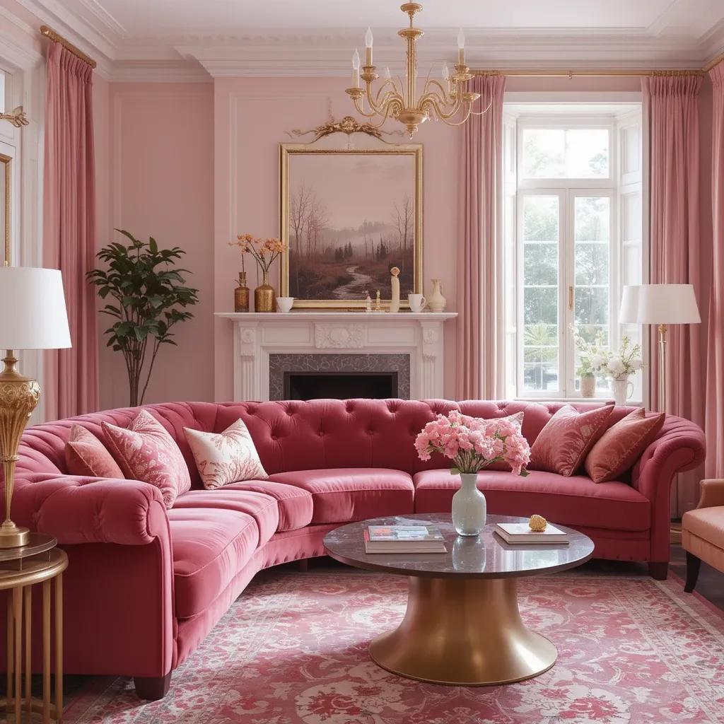Statement Pink Velvet Sofa