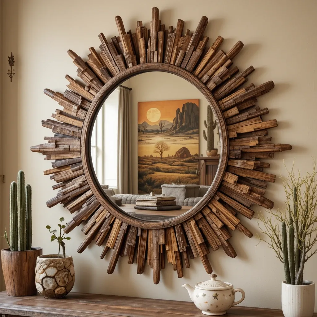 Sunburst Mirror with Western Flair