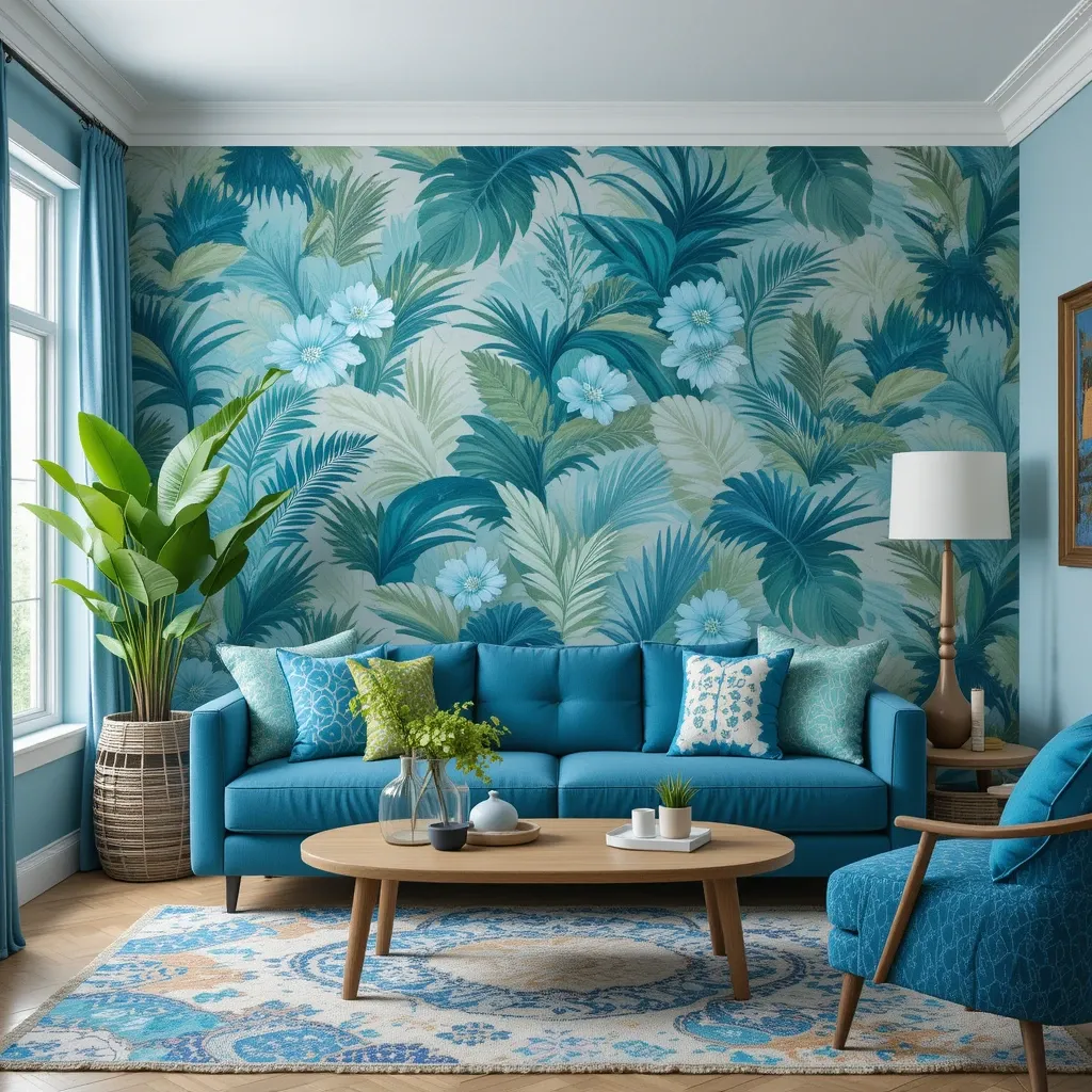 Textured Blue and Green Wallpaper