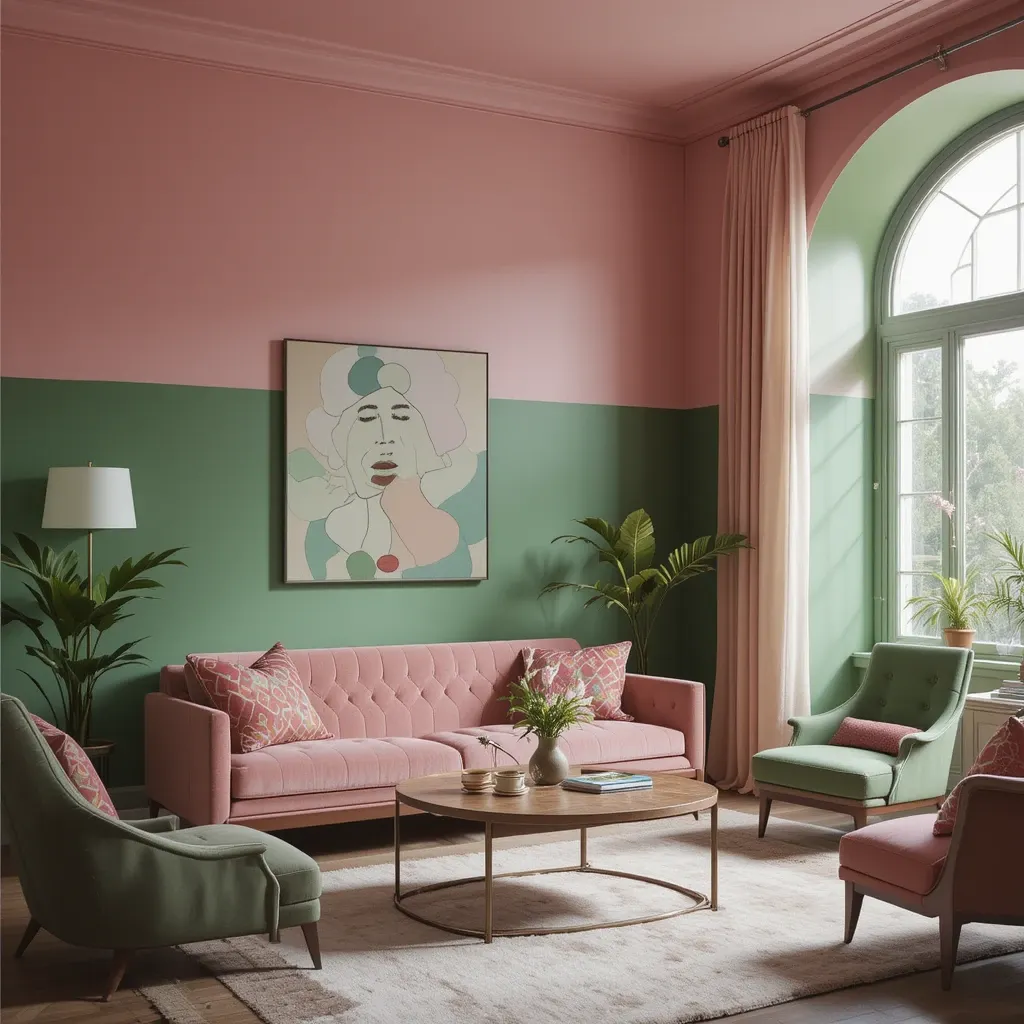 Two-Tone Walls with Pink and Green