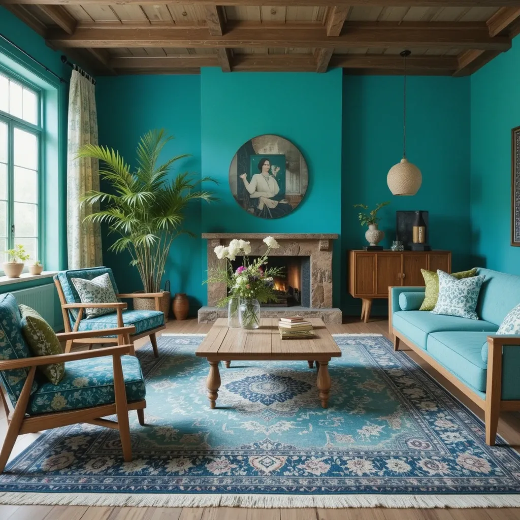 Vintage Persian Rug in Cool Tones