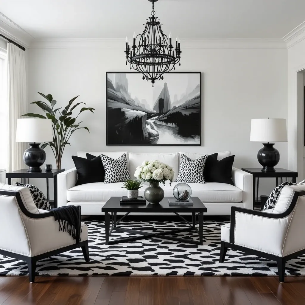White Sofa with Black Accessories