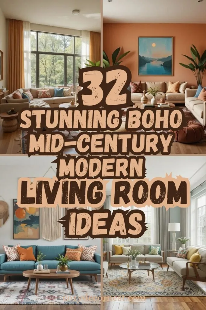 boho mid centuary Living room