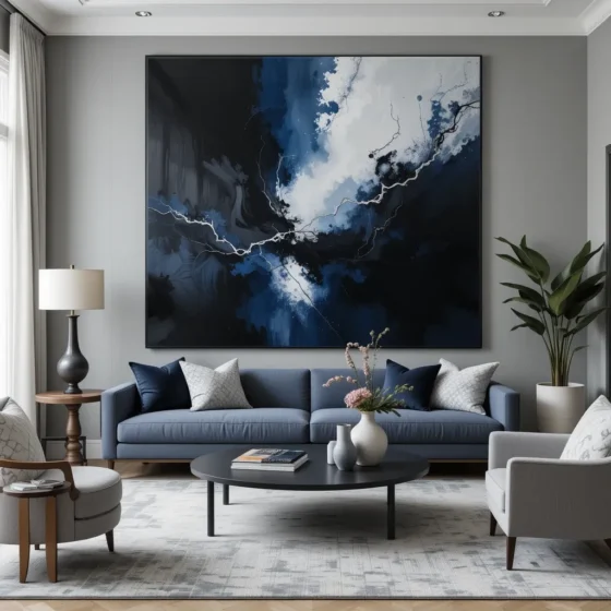 Abstract Navy and Black Artwork