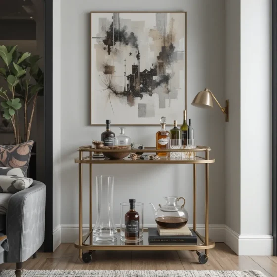 Bar Cart for a Sleek Entertaining Space
