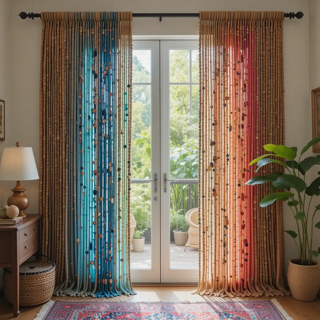 Beaded Curtain Panels for a Playful Boho Touch