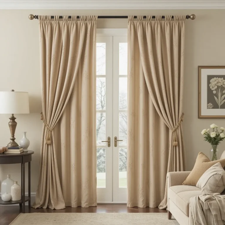 Beige Curtain Panels with Tiebacks