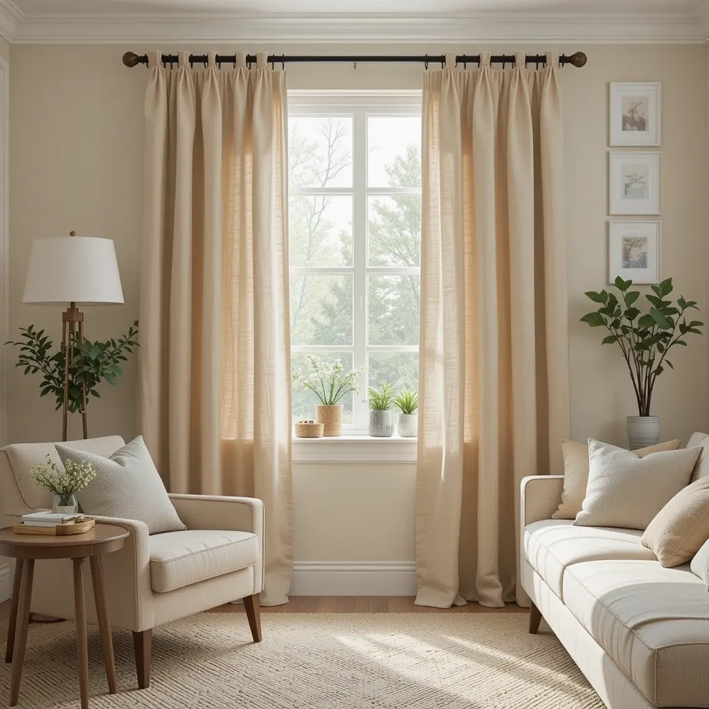 Beige Linen Blend Curtains for Casual Elegance