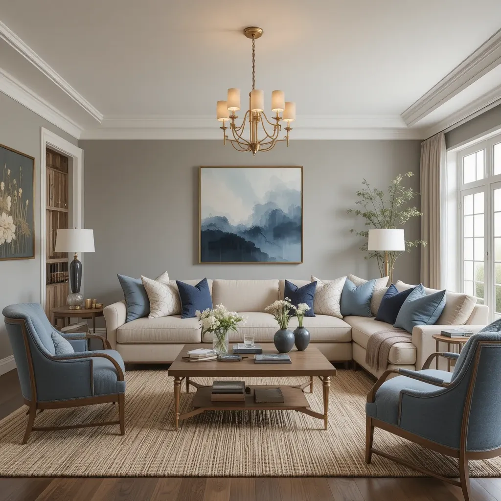 Beige and Muted Blue for a Subtle Elegance