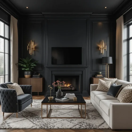Black Accent Wall for a Dramatic Touch