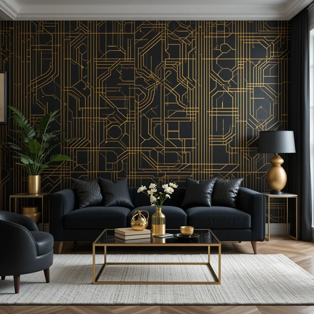 Black and Gold Geometric Wallpaper