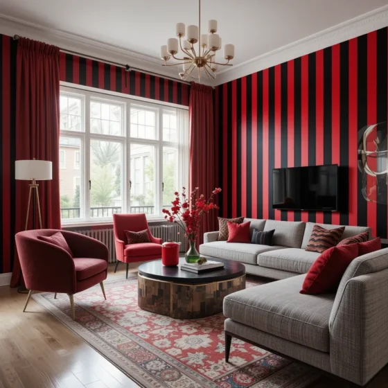 Black and Red Striped Wallpaper