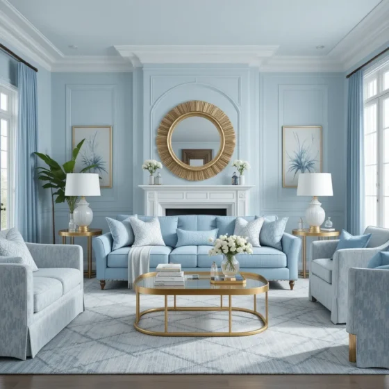 Light Blue and Gold for a Glamorous Contrast