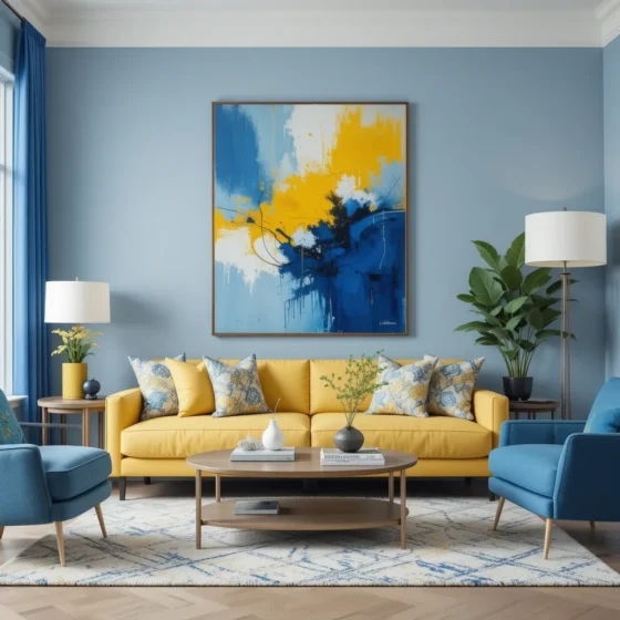 Blue and Yellow Artwork for a Cohesive Theme