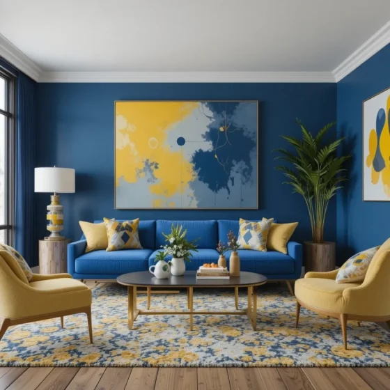 Blue and Yellow Geometric Decor for a Modern Touch