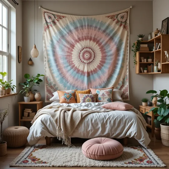 Boho Tapestry with Tie-Dye