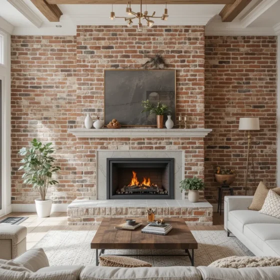 Brick Fireplace Wall for a Cozy Ambiance