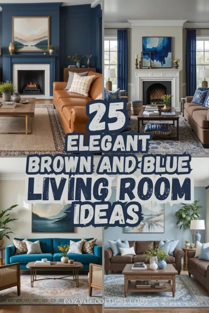 Brown and blue living room