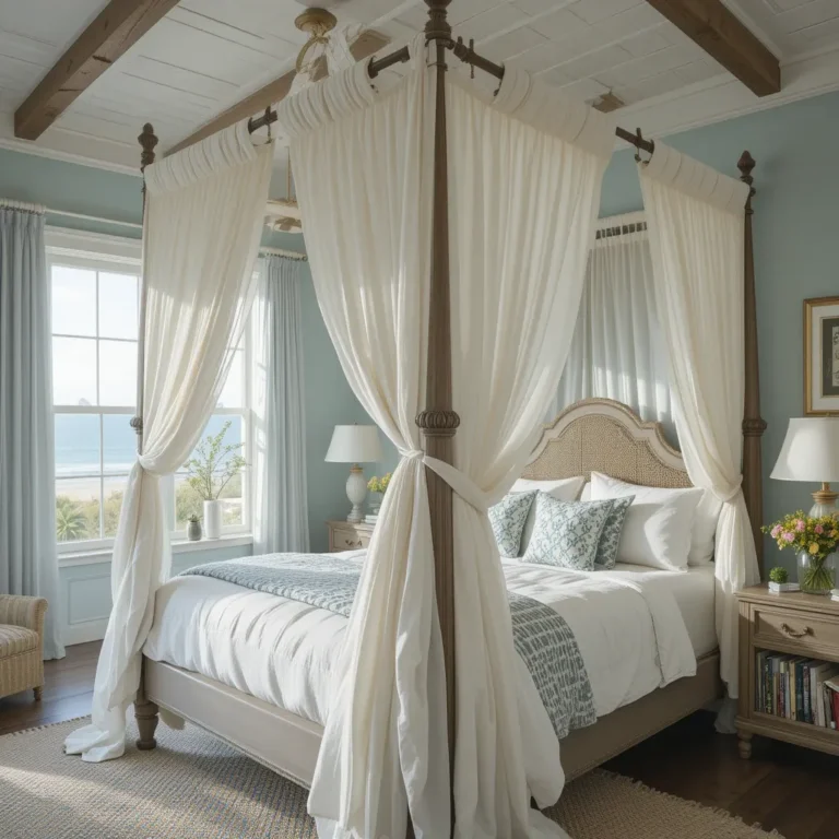 Canopy Bed with Flowing Fabrics