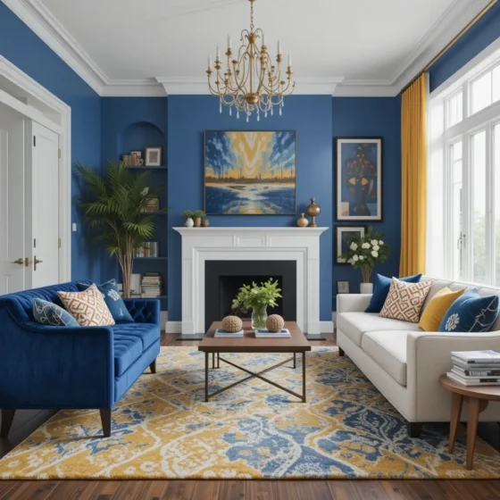 Cobalt Blue and Mustard Yellow Rugs