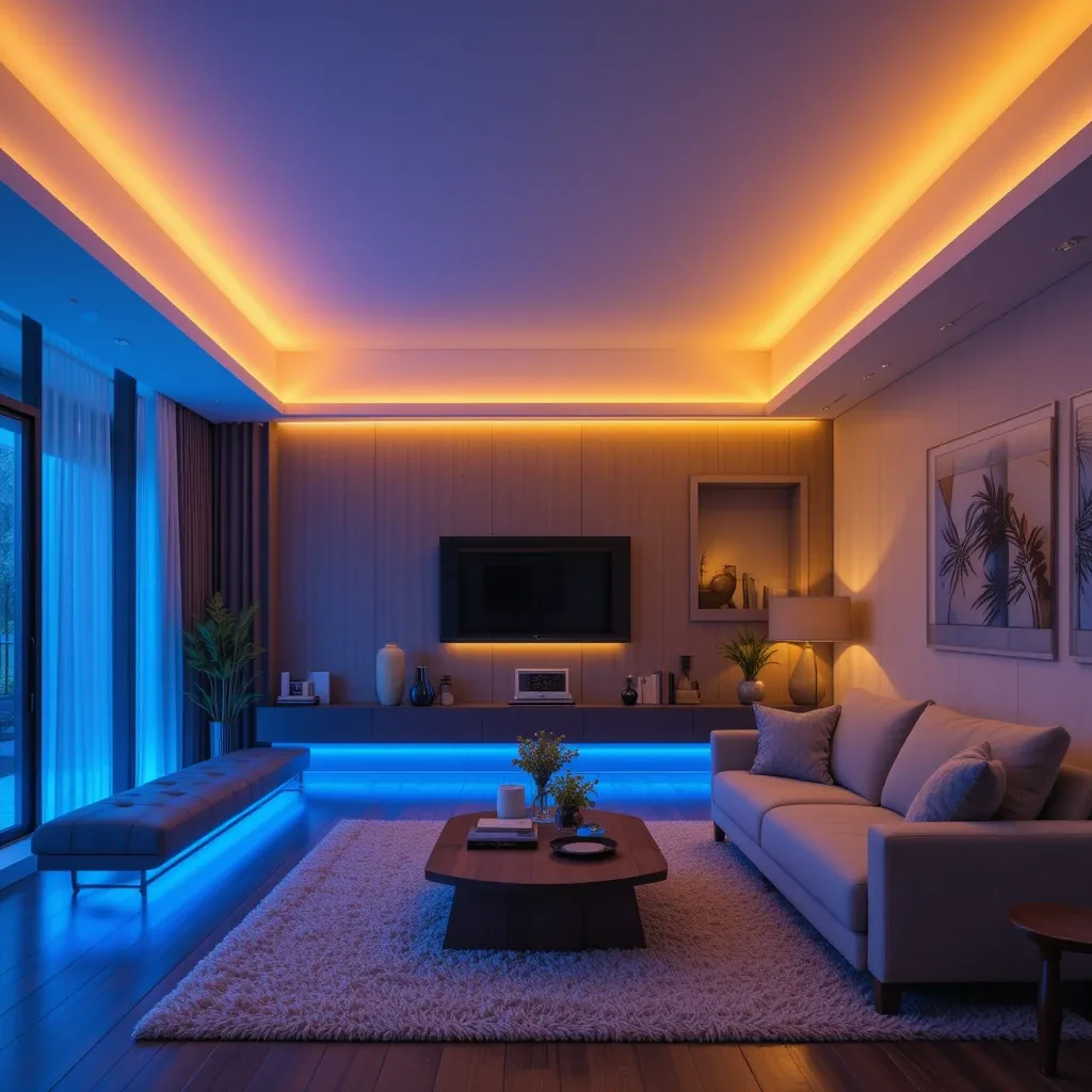 Color-Changing Cove Lighting for Mood Setting