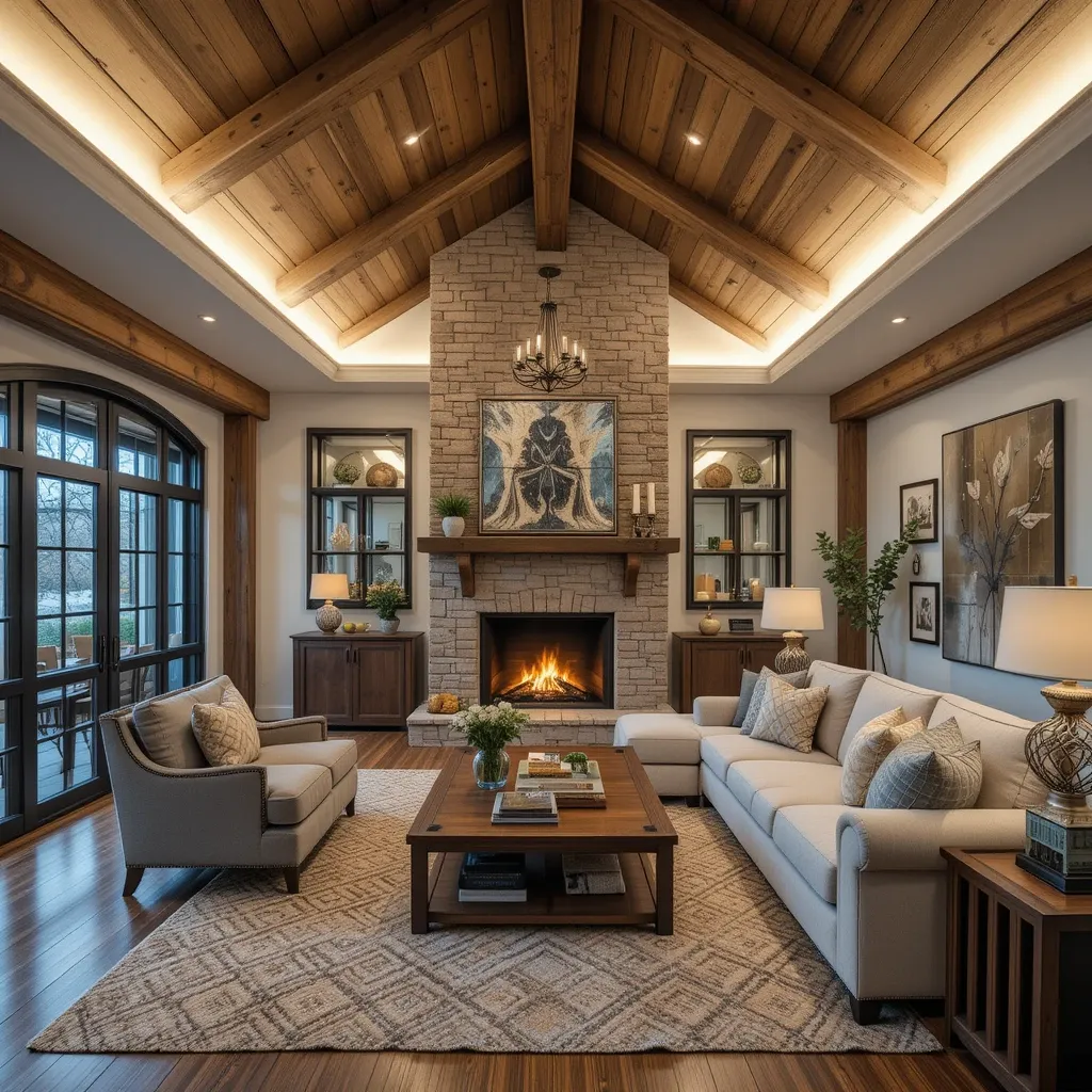 Cove Lighting in an Exposed Beam Ceiling