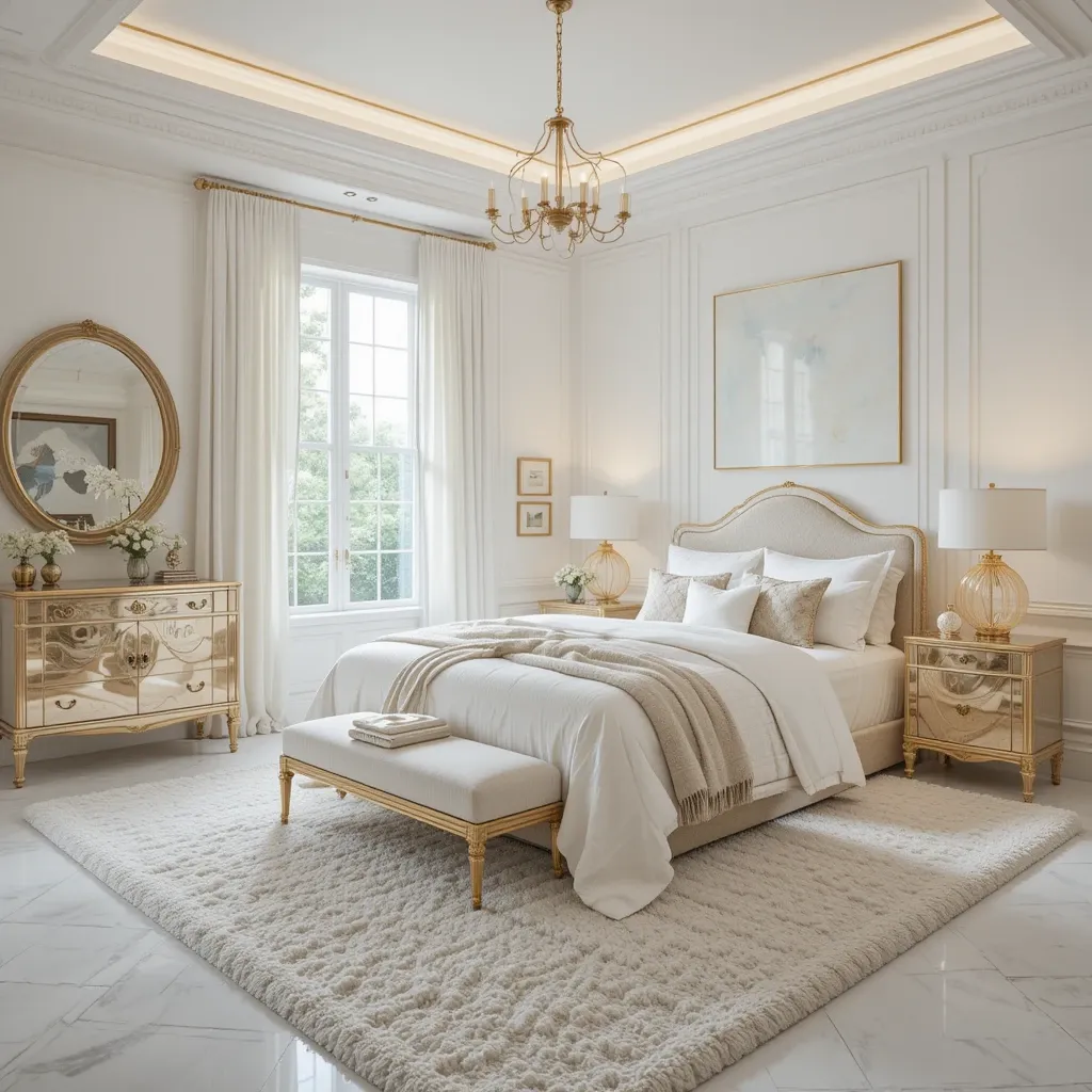 Crisp White Oasis with Gold Touches