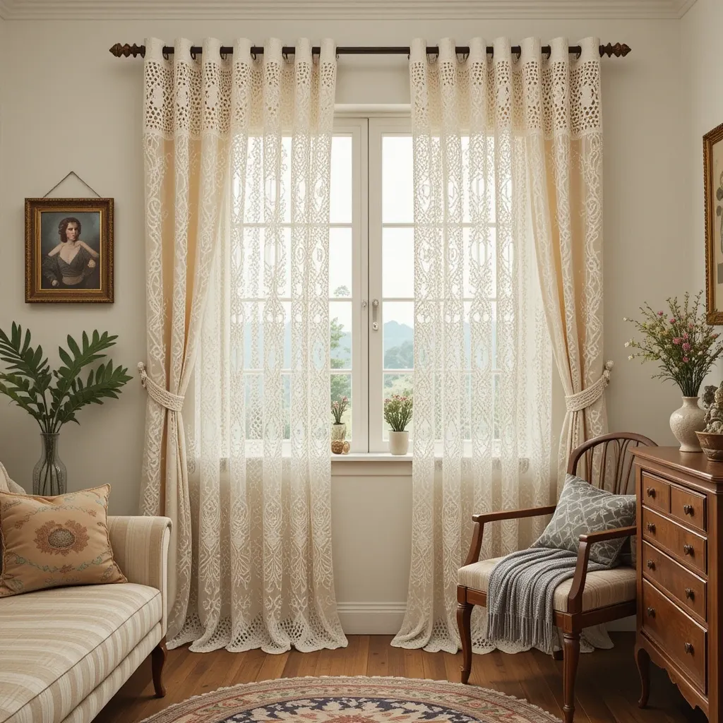 Crochet Lace Curtains for Vintage Boho Charm