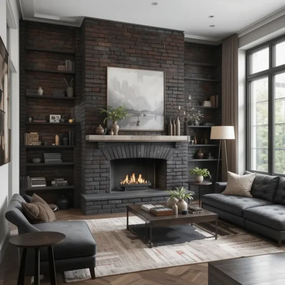 Dark Brick for a Moody, Sophisticated Space