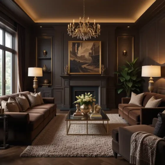 Deep Chocolate and Gold Accents