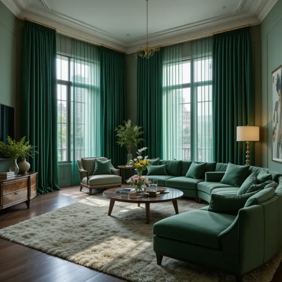 Deep Green Curtains for Drama