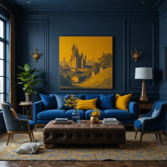 Deep Indigo and Ochre for a Dramatic Effect